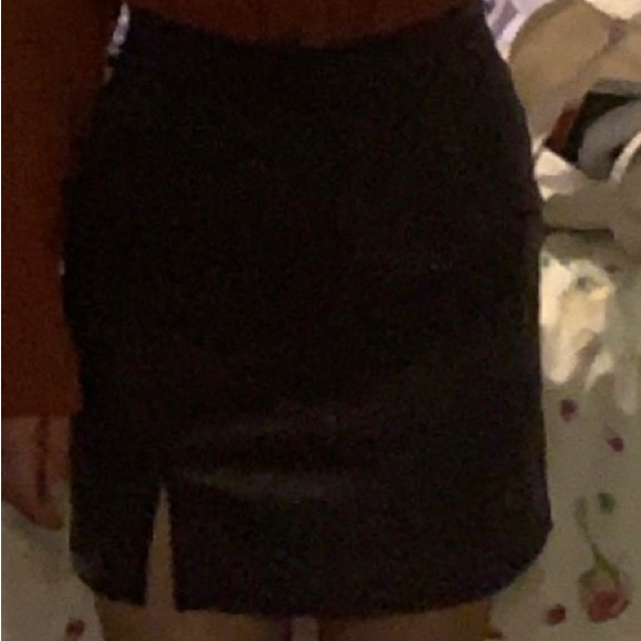 ASOS Faux Leather XS Brown / Burgundy Mini Skirt (Slit and Fleece Inside) - Picture 2 of 2